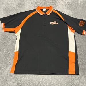 VTG Harley Davidson Shirt Mens XL ?  Polo Black Orange Embroidered Twin Cities